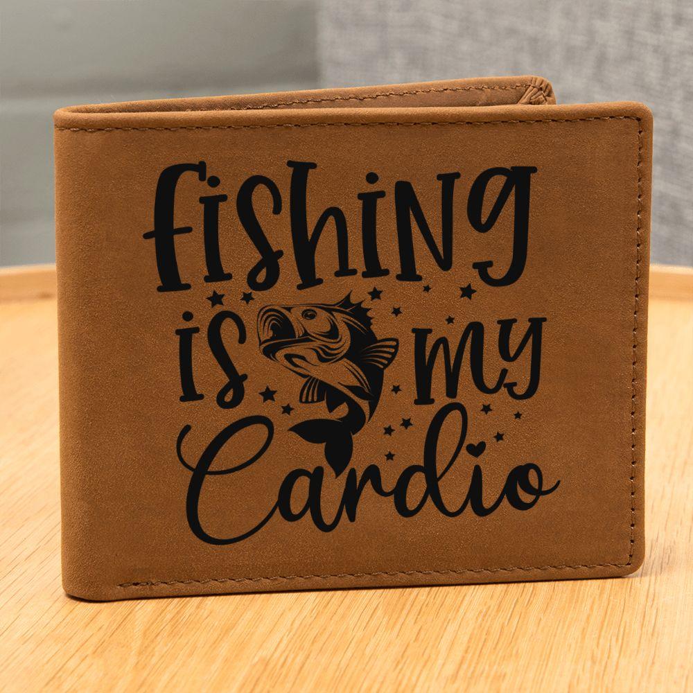 Fishing is My Cardio Leather Wallet - Mallard Moon Gift Shop