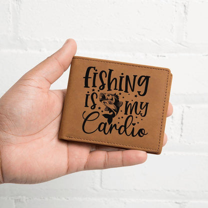 Fishing is My Cardio Leather Wallet - Mallard Moon Gift Shop