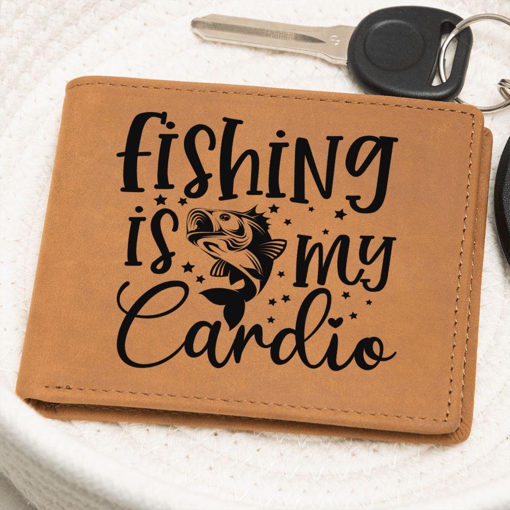 Fishing is My Cardio Leather Wallet - Mallard Moon Gift Shop