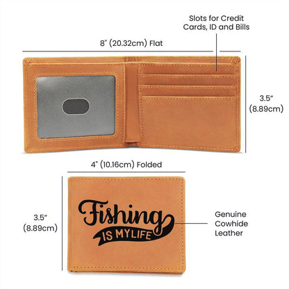 Fishing is my Life Leather Wallet - Mallard Moon Gift Shop