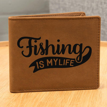 Fishing is my Life Leather Wallet - Mallard Moon Gift Shop