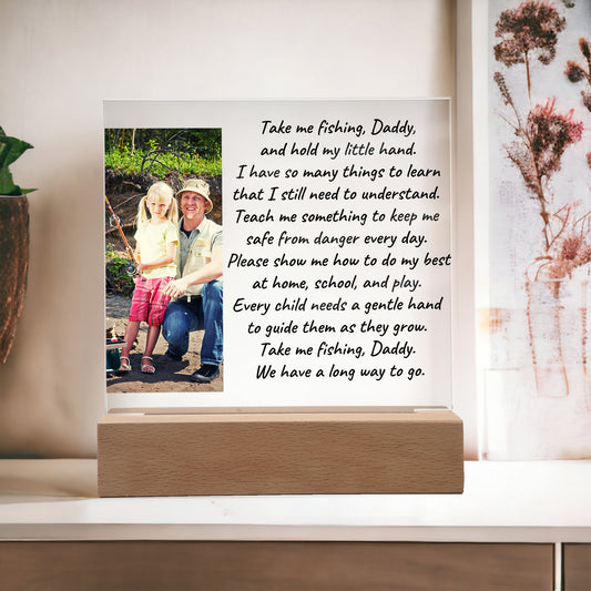 Take Me Fishing Daddy Photo Upload Personalized Acrylic Plaque