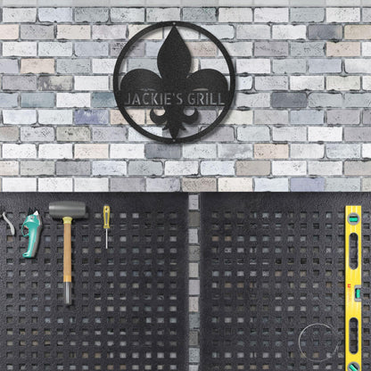 Fleur De Lis Monogram Personalized Indoor Outdoor Steel Wall Sign Art Décor - Mallard Moon Gift Shop