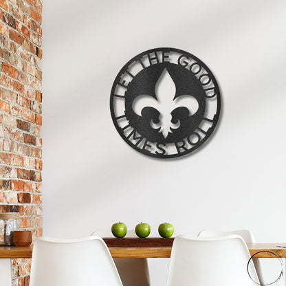 Fleur De Lis Ring Monogram Personalized Indoor Outdoor Steel Wall Sign Art - Mallard Moon Gift Shop
