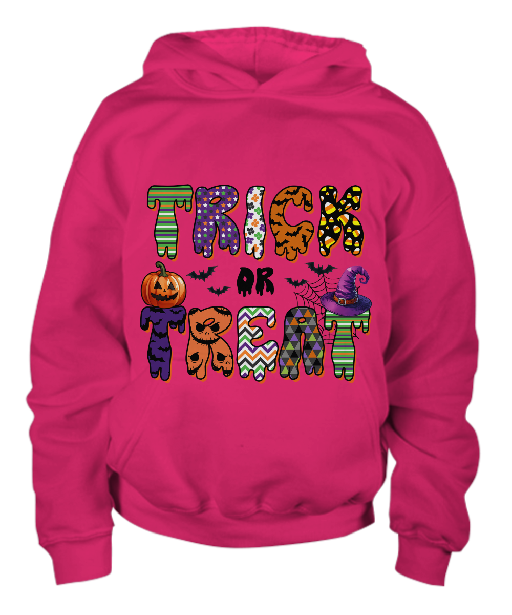 Halloween Trick or Treat Scarey Youth Pullover Hoodie