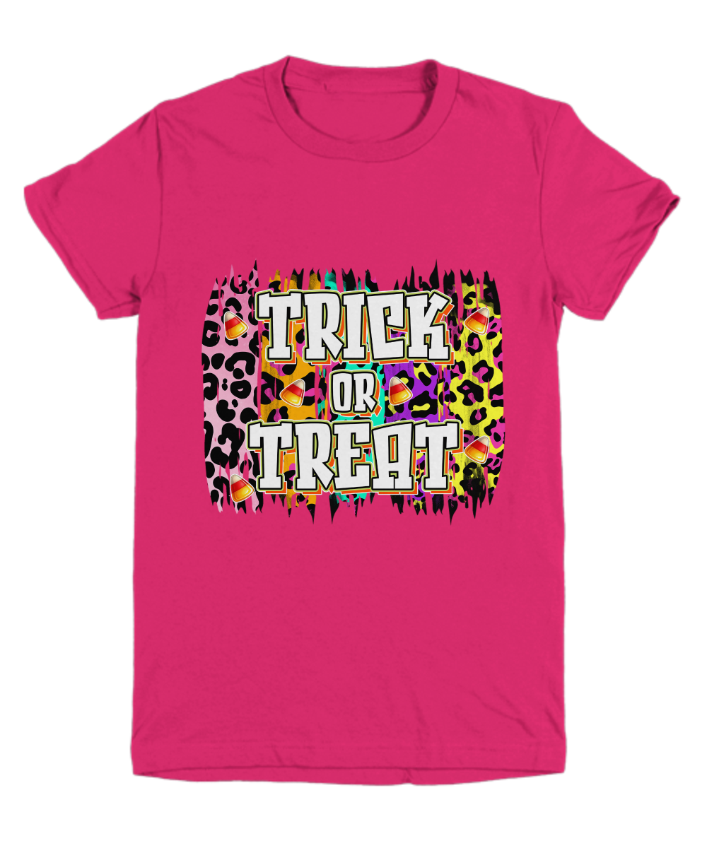 Halloween Trick or Treat Leopard Spots Youth Tee Shirt