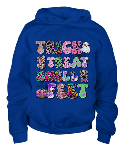 Trick or Treat Smell My Feet Halloween Youth Pullover Hoodie