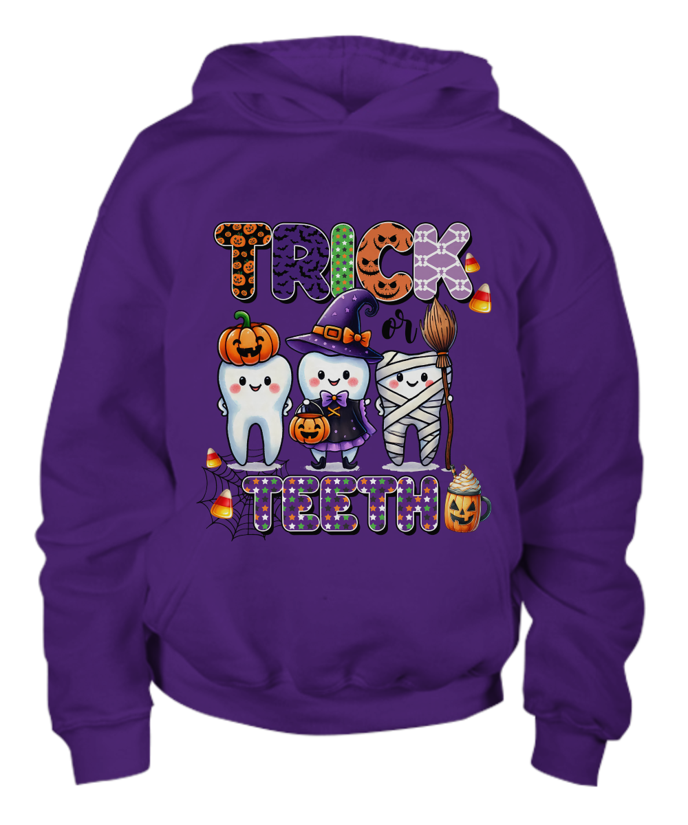 Halloween Trick or Teeth Youth Pullover Hoodie