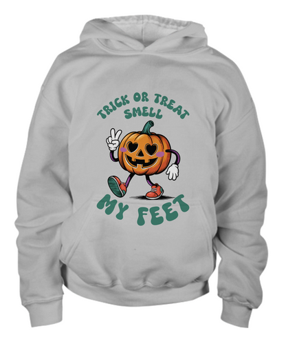 Child Halloween Trick or Treat Smell My Feet Pumpkin Pullover Hoodie