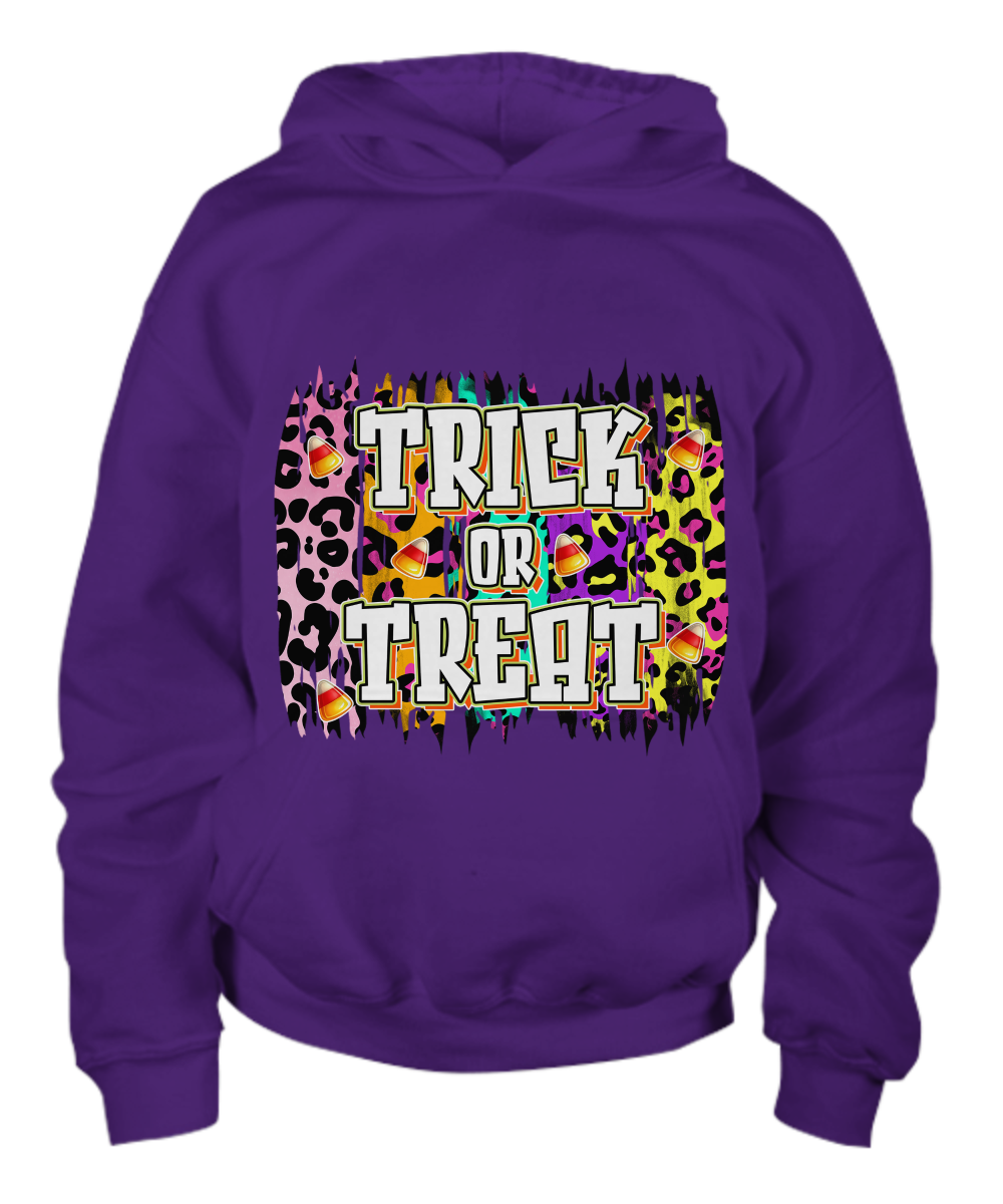 Halloween Trick or Treat Leopard Spots Youth Pullover Hoodie