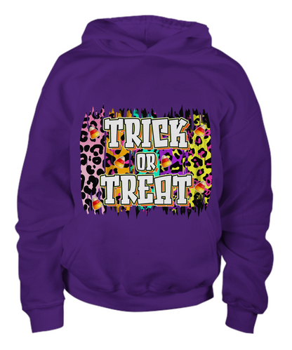 Halloween Trick or Treat Leopard Spots Youth Pullover Hoodie