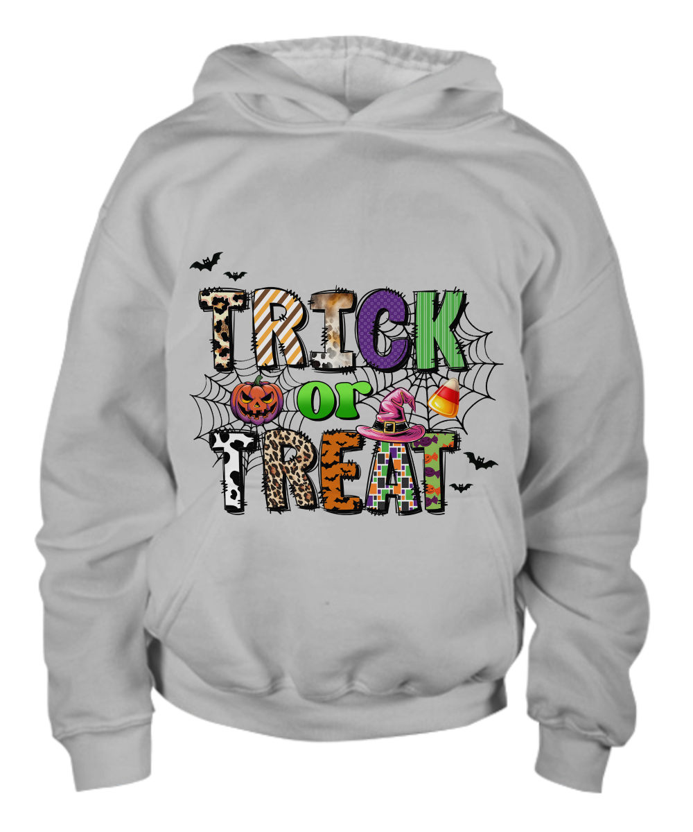 Halloween Child Trick or Treat Spider Webs Spooky Pumpkin Pullover Hoodie