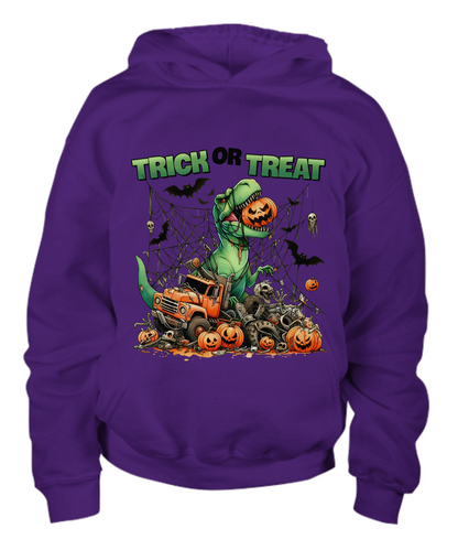 Monster T-Rex Dinosaut Halloween Trick or Treat Youth Pullover Hoodie