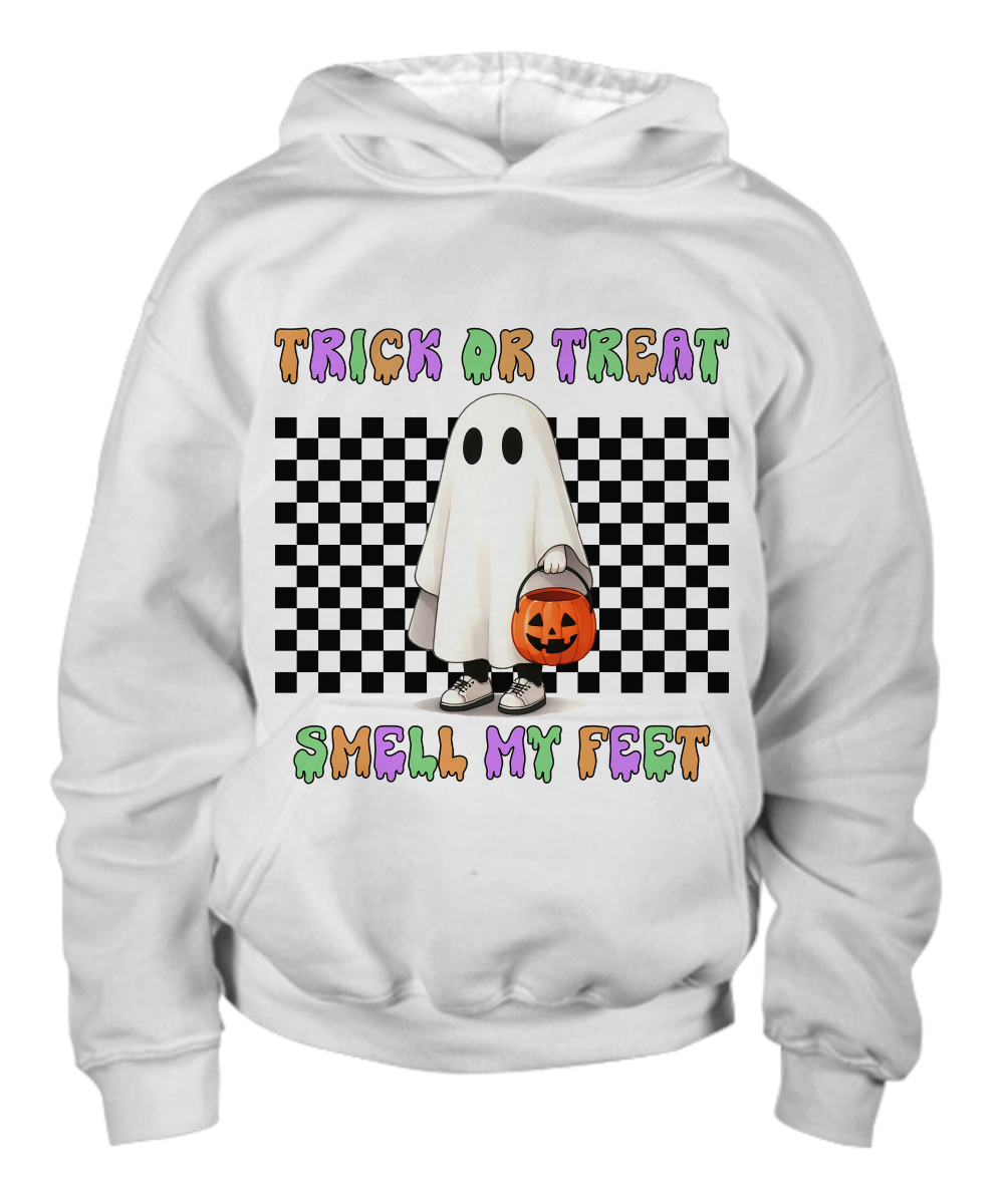 Halloween Trick or Treat Smell My Feet Youth Pullover Hoodie