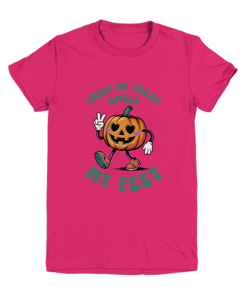 Child Halloween Trick or Treat Smell My Feet Pumpkin Tee Shirt