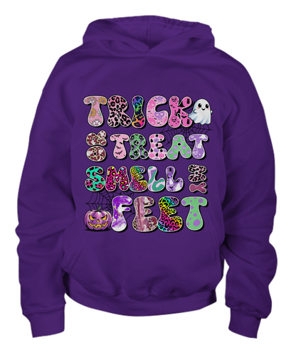 Trick or Treat Smell My Feet Halloween Youth Pullover Hoodie