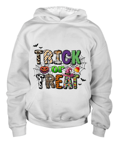 Halloween Child Trick or Treat Spider Webs Spooky Pumpkin Pullover Hoodie