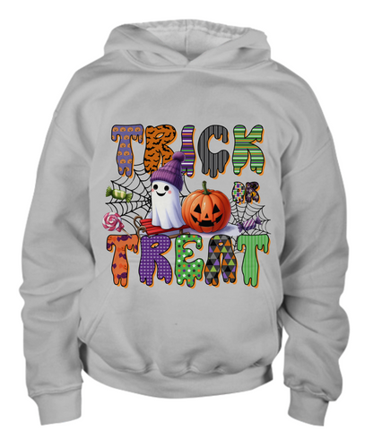 Halloween Trick or Treat Ghost with Beanie Hat  Youth Pullover Hoodie