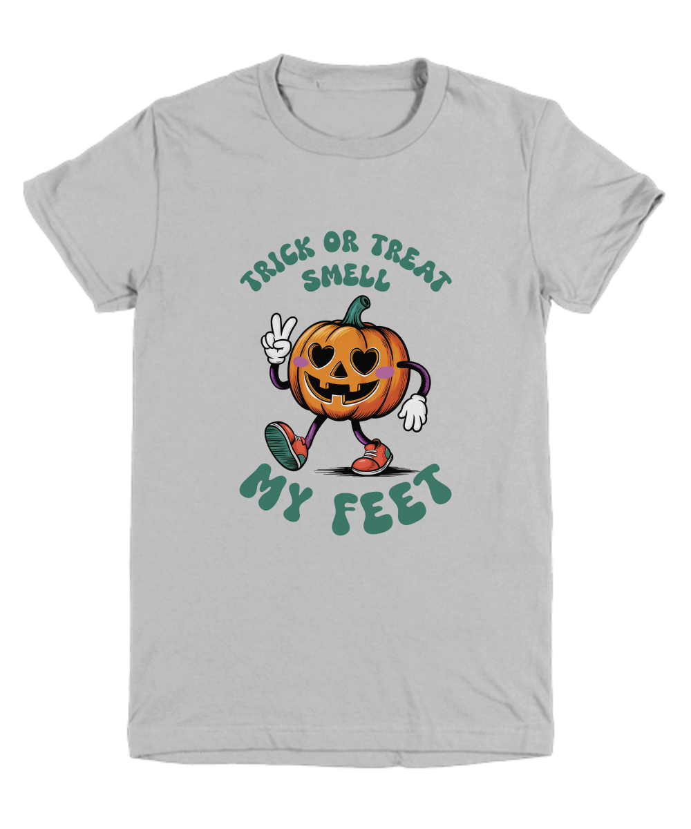 Child Halloween Trick or Treat Smell My Feet Pumpkin Tee Shirt