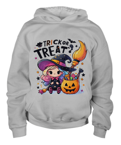 Halloween Trick or Treat Little Witch Youth Pullover Hoodie