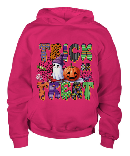 Halloween Trick or Treat Ghost with Beanie Hat  Youth Pullover Hoodie