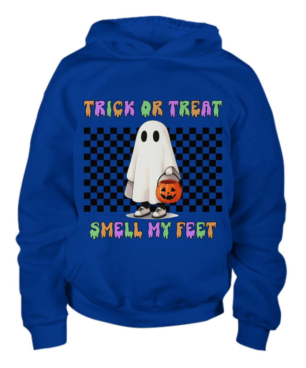 Halloween Trick or Treat Smell My Feet Youth Pullover Hoodie