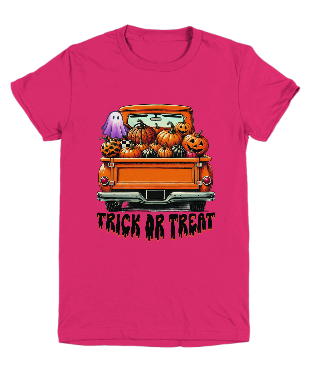 Halloween Trick or Treat Truck of Pumpkins  Youth Tee Shirt