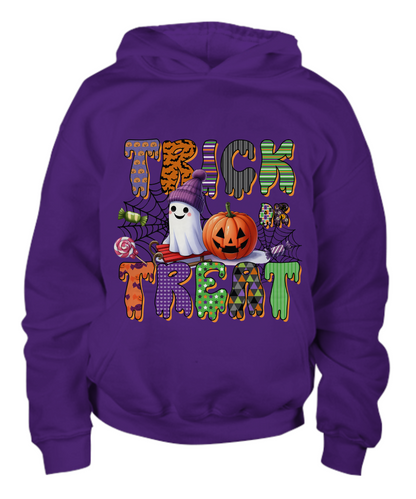 Halloween Trick or Treat Ghost with Beanie Hat  Youth Pullover Hoodie