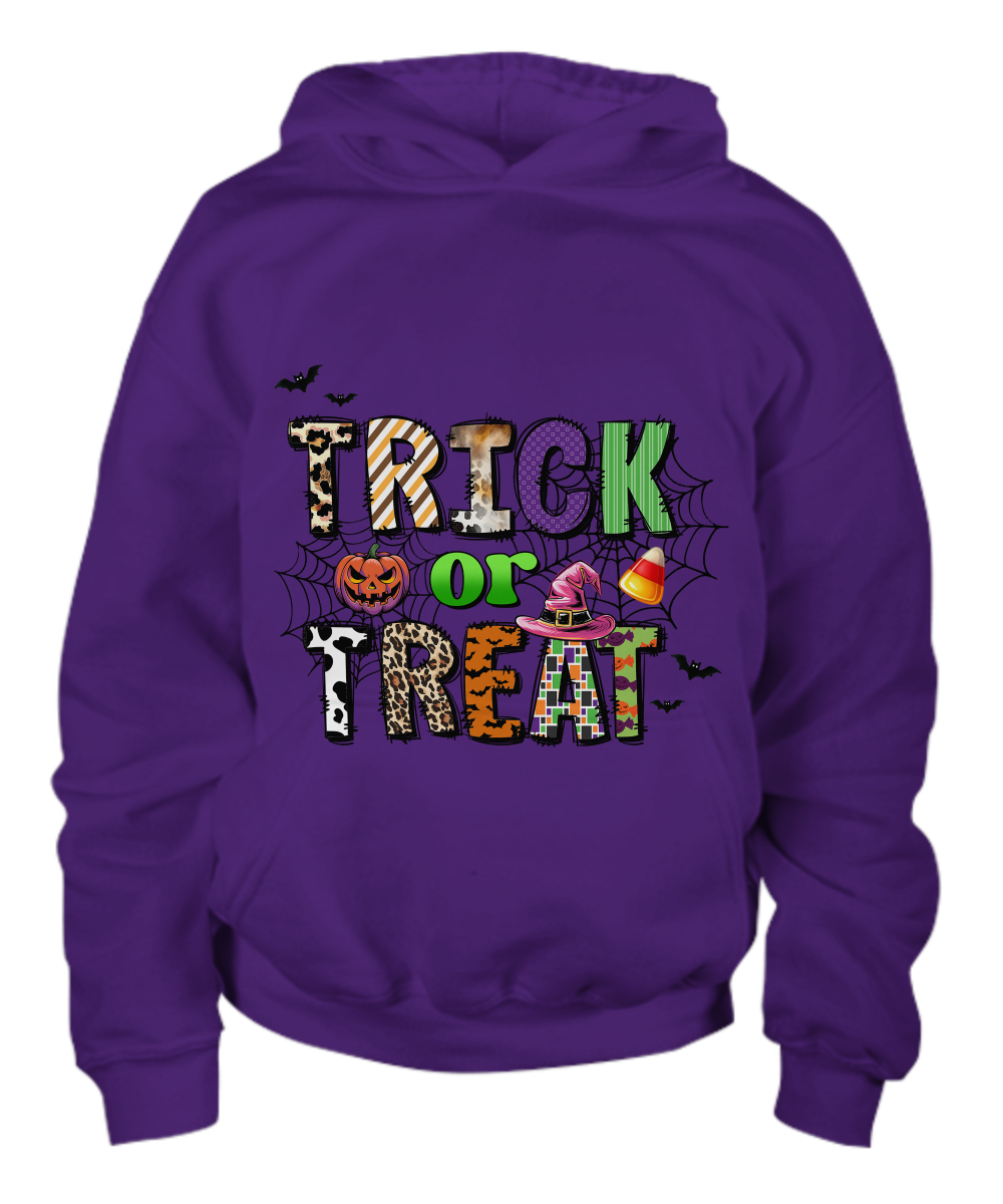 Halloween Child Trick or Treat Spider Webs Spooky Pumpkin Pullover Hoodie