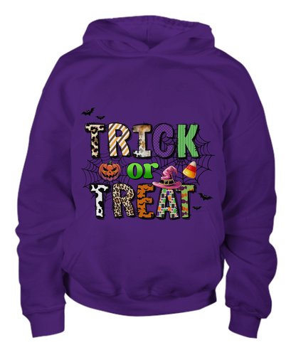 Halloween Child Trick or Treat Spider Webs Spooky Pumpkin Pullover Hoodie