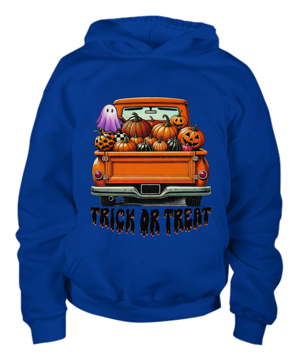 Halloween Trick or Treat Truck of Pumpkins  Youth Pullover Hoodie