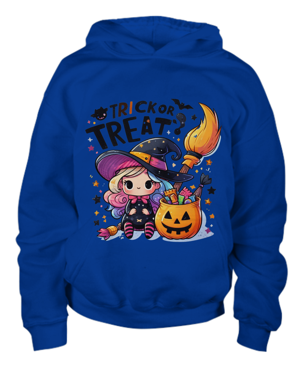 Halloween Trick or Treat Little Witch Youth Pullover Hoodie