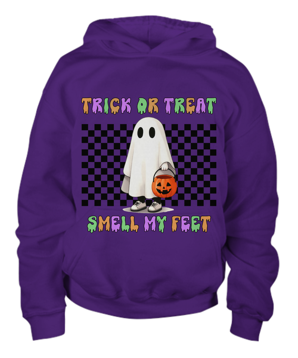 Halloween Trick or Treat Smell My Feet Youth Pullover Hoodie