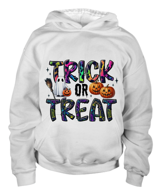 Halloween Trick or Treat Pumpkins and Ghost Youth Pullover Hoodie