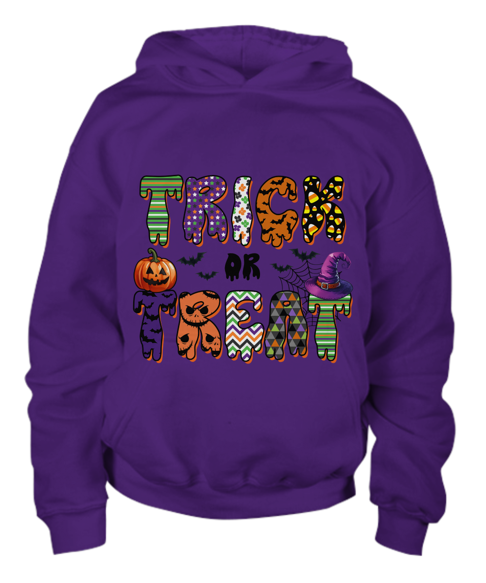 Halloween Trick or Treat Scarey Youth Pullover Hoodie