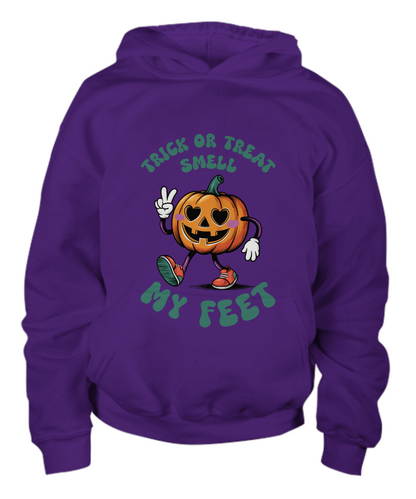 Child Halloween Trick or Treat Smell My Feet Pumpkin Pullover Hoodie