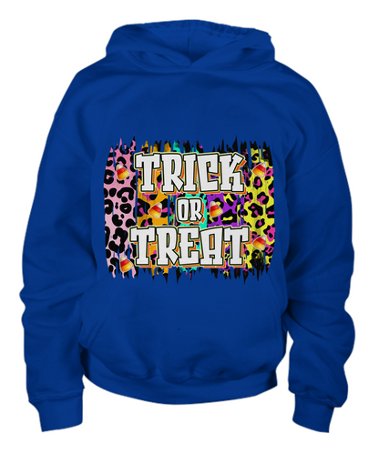 Halloween Trick or Treat Leopard Spots Youth Pullover Hoodie