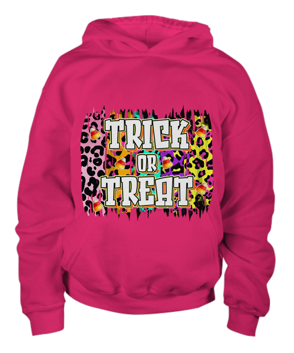 Halloween Trick or Treat Leopard Spots Youth Pullover Hoodie