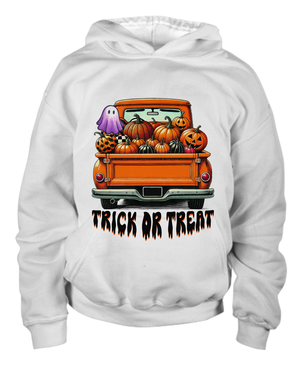 Halloween Trick or Treat Truck of Pumpkins  Youth Pullover Hoodie