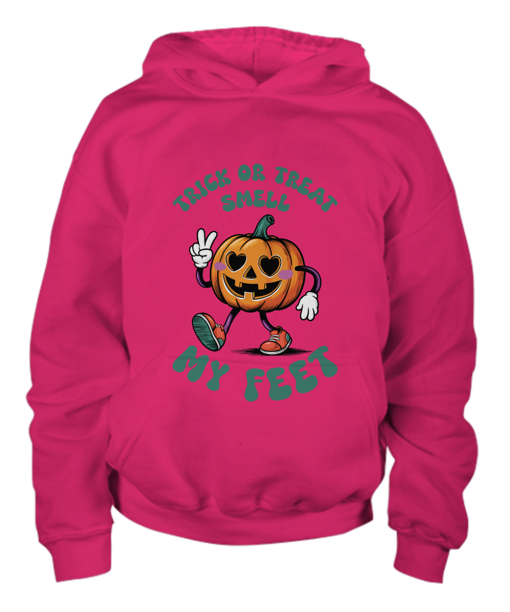 Child Halloween Trick or Treat Smell My Feet Pumpkin Pullover Hoodie