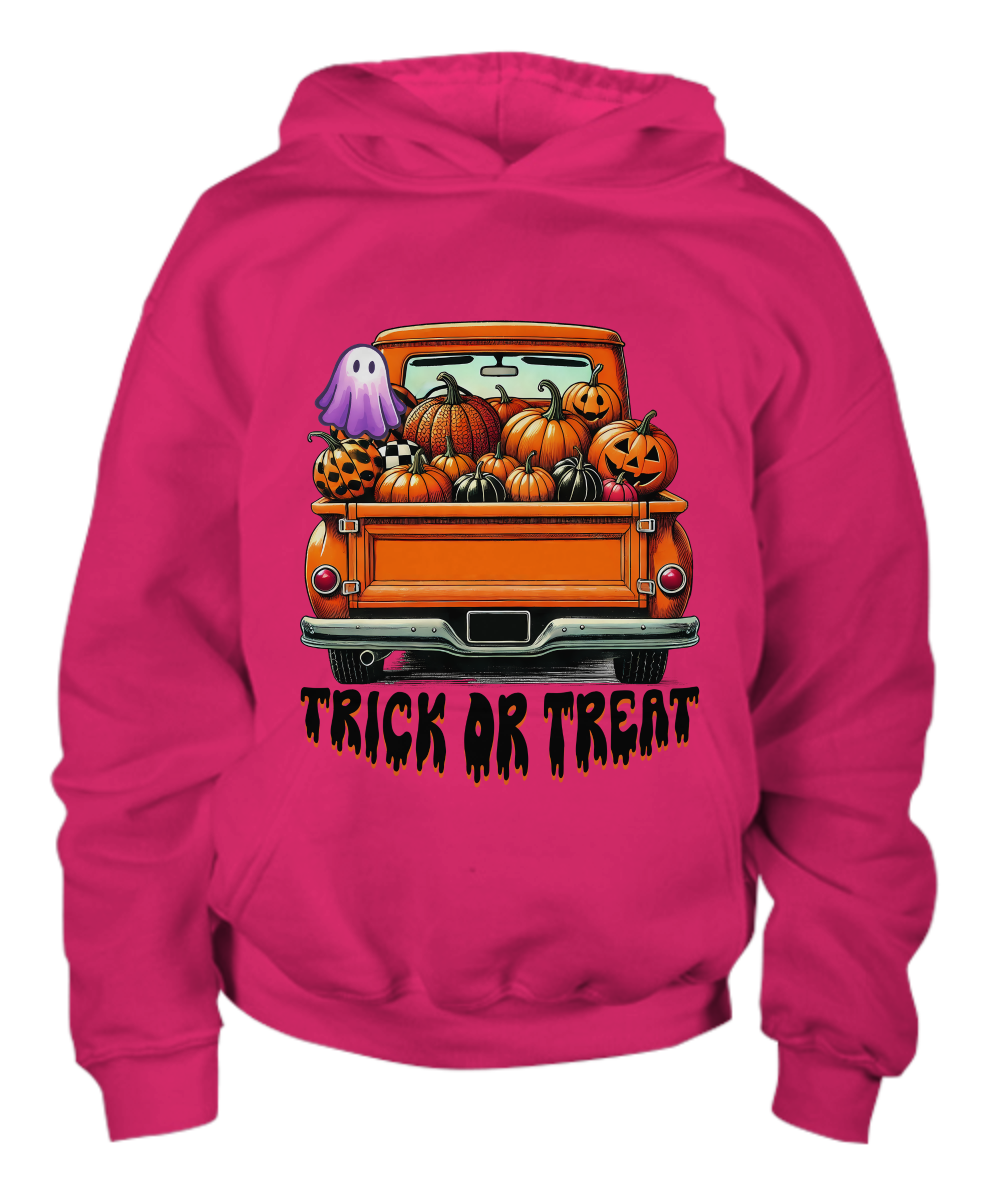 Halloween Trick or Treat Truck of Pumpkins  Youth Pullover Hoodie