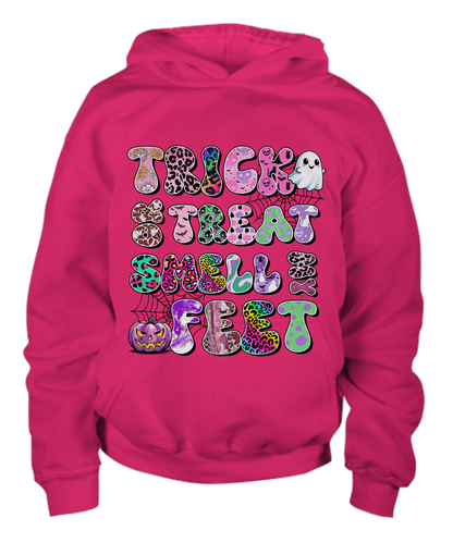 Trick or Treat Smell My Feet Halloween Youth Pullover Hoodie