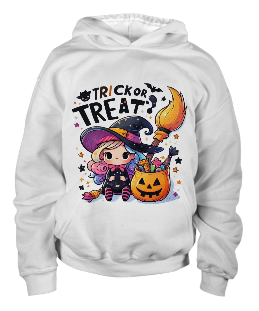 Halloween Trick or Treat Little Witch Youth Pullover Hoodie