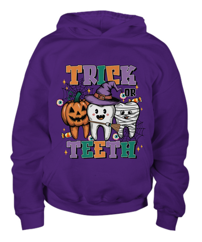 Halloween Trick or Treat Spooky Teeth Youth Pullover Hoodie