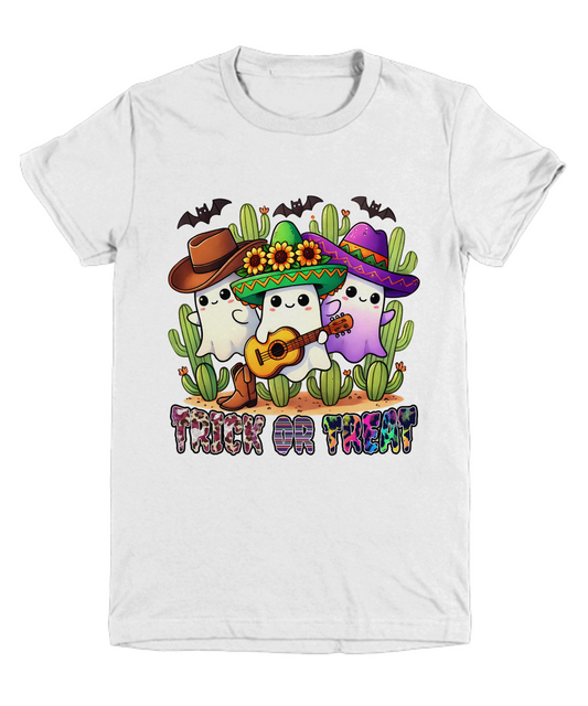 Halloween Trick or Treat Ghosts Playing Guitar Youth Tee Shirt