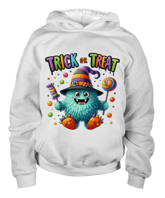 Halloween Trick or Treat Candy Monster Youth Pullover Hoodie