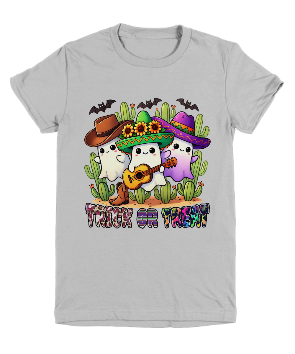 Halloween Trick or Treat Ghosts Playing Guitar Youth Tee Shirt