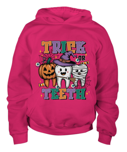 Halloween Trick or Treat Spooky Teeth Youth Pullover Hoodie