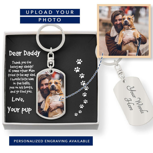 Funny Gift for Dog Dad Personalized Photo Upload Keychain - Mallard Moon Gift Shop