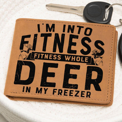 Funny Gift for Hunter I'm Into Fitness Leather Wallet - Mallard Moon Gift Shop